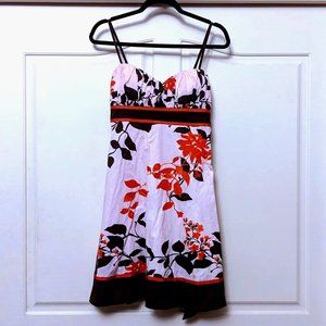 Speckles Spaghetti Strap Floral Knee-High Cocktail Dress, Size 7